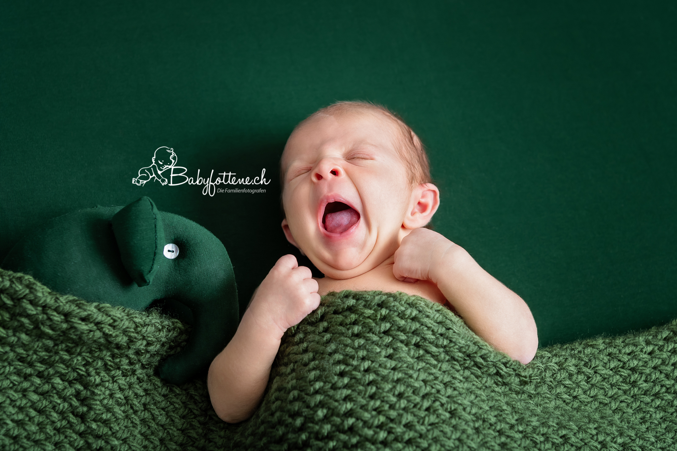 Babyfotografie Zürcher Oberland - Baby gähnt während seines Fotoshootings
